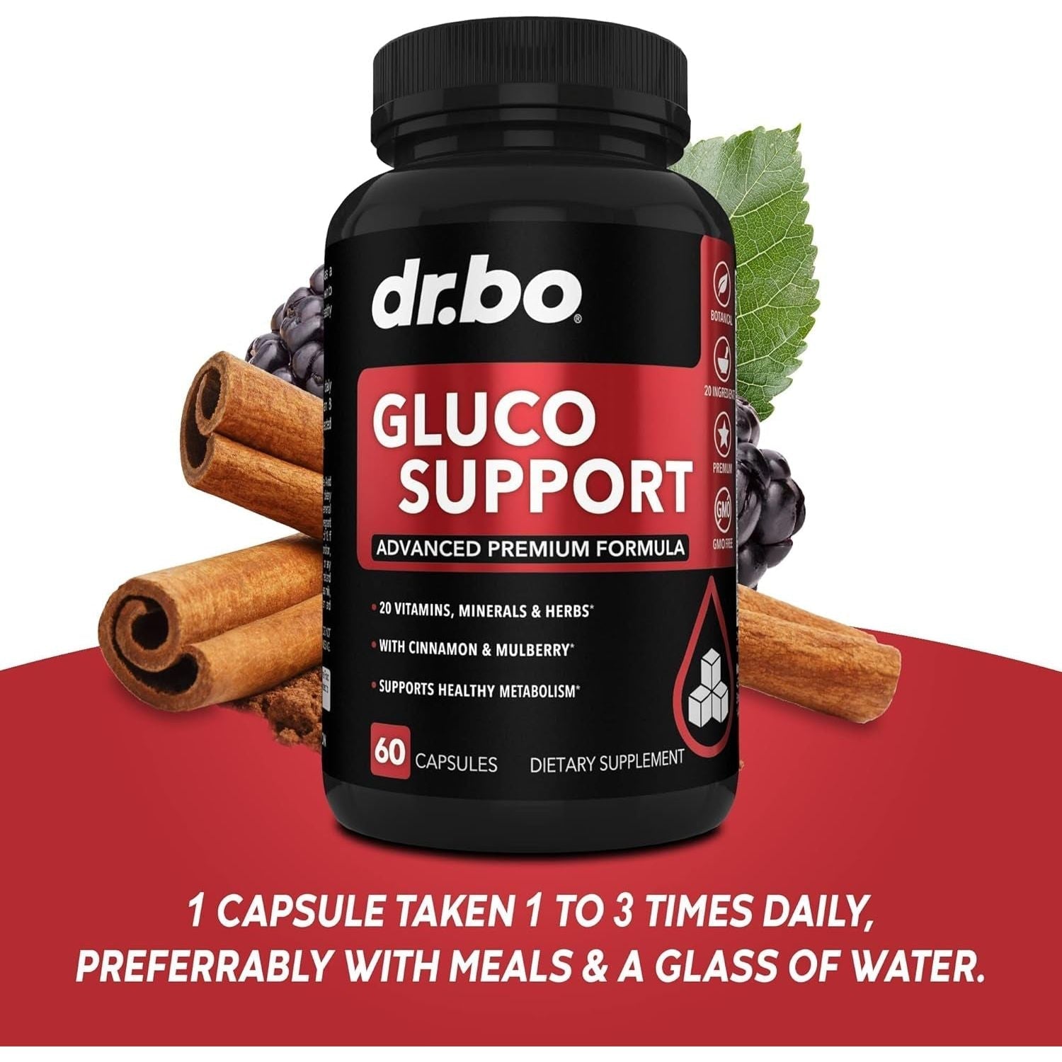 Gluco Support Supplement Capsules - Boost Metabolism Supplement, Vitamin Herbal Formula Pill - 60 Pills