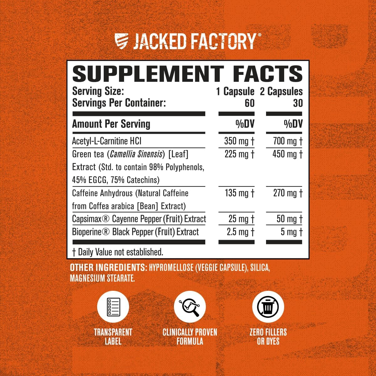 Jacked Factory Burn-Xt Clinically Studied Fat Burner & Weight Loss Supplement 60 Pills