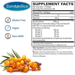 Euromedica Prohydra-7 - Skin Health Support Supplement with Omega-7 Sea Buckthorn Oil - 60 Softgels