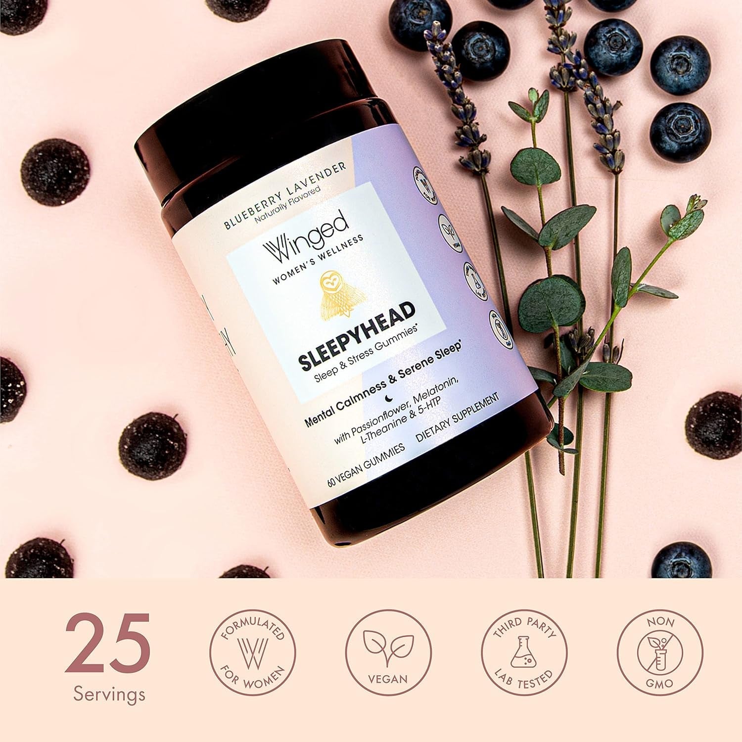 Winged Wellness Sleepyhead Natural Sleep Gummies for Women 30 Servings