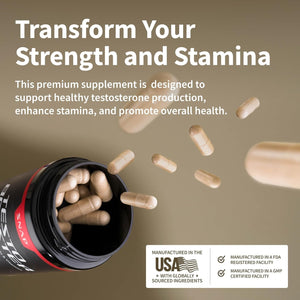 Snap Testosterone Booster for Men - Promotes Muscle Growth, Enhancing Natural Energy, Stamina and Strength 60 Capsules