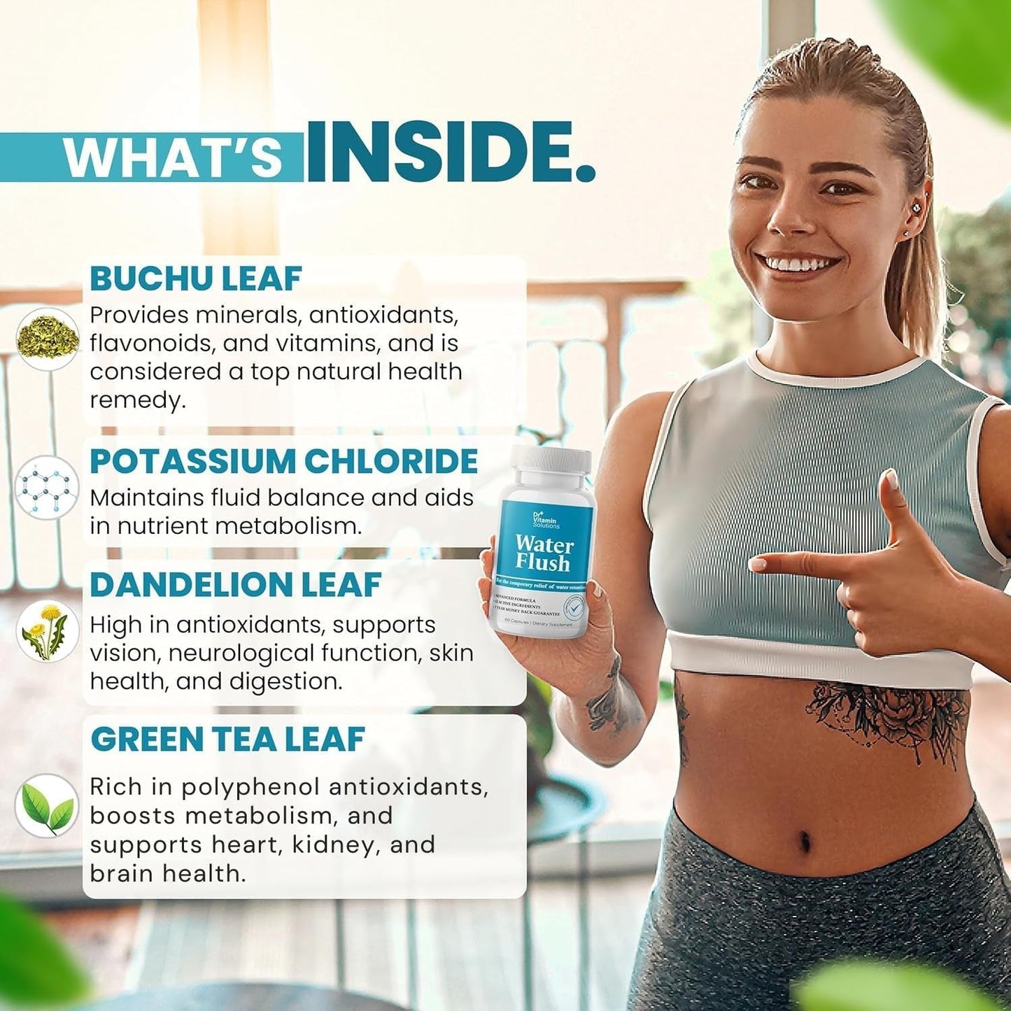 Diuretic Water Pills for Weight Control, 12 Active Ingredients, Instant Relief from Bloat & Swelling - 60 Caps