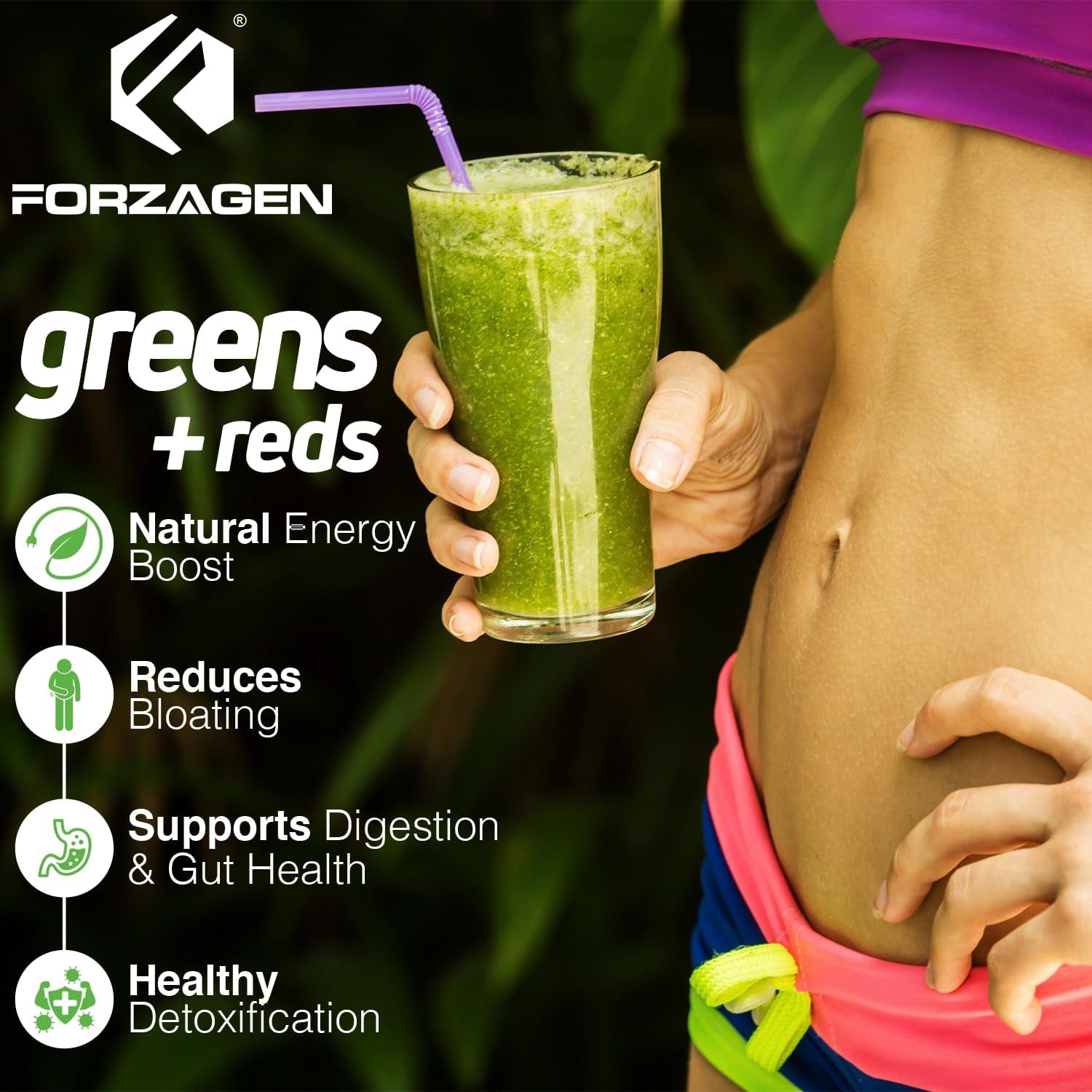 Forzagen Vegan Greens & Reds Superfood Powder - 35 Servings