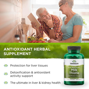 Swanson Milk Thistle - Natural Formula Helping to Maintain Overall Health & Wellbeing-(100 Capsules, 500Mg Each)