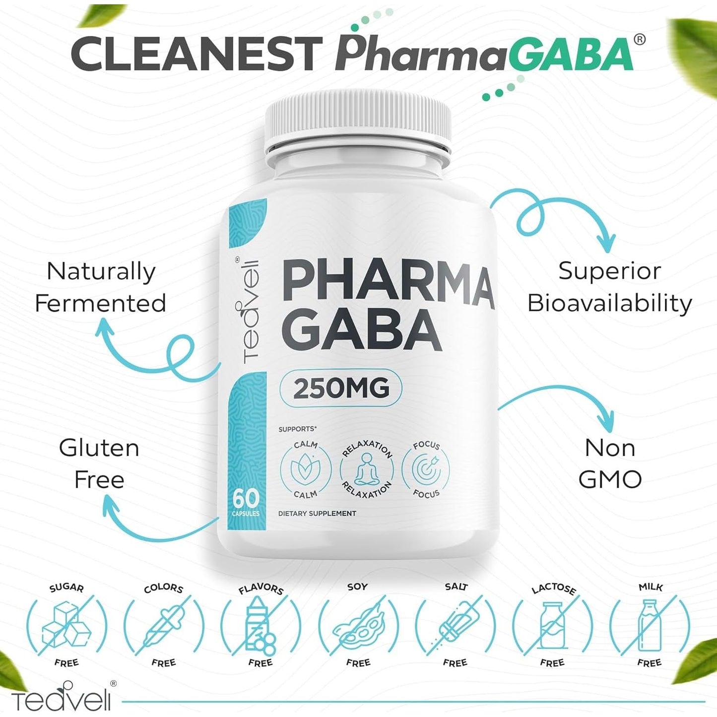 Pharma GABA 250 Mg – Clinically Proven to Support Relaxation, Cognitive Health, Sleep & Focus