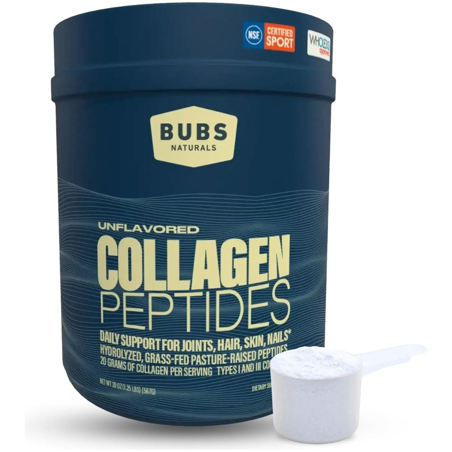 BUBS Naturals Collagen Peptides Powder, Collagen for Women & Men, Hydrolyzed Peptides 28 Servings