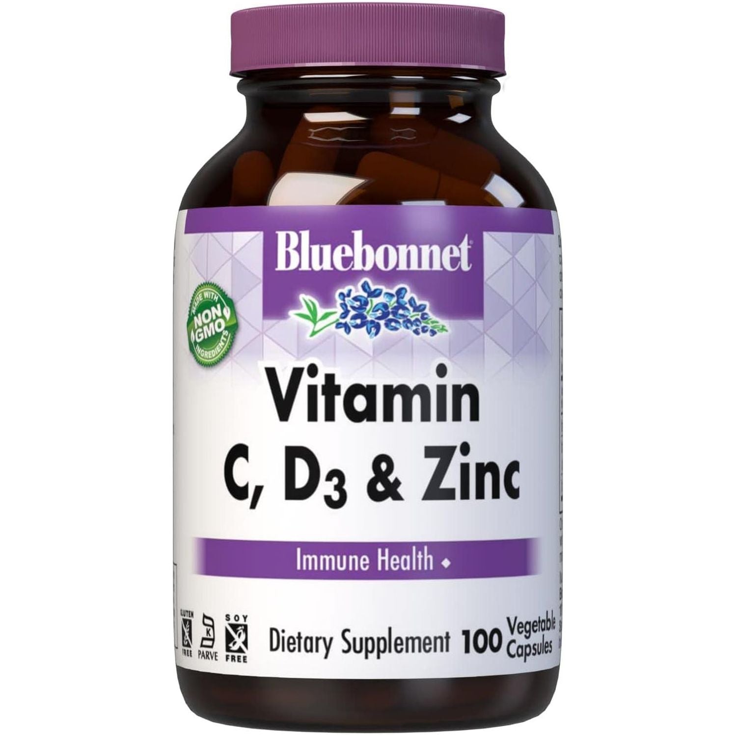 Bluebonnet Nutrition Vitamin C, D3 & Zinc for Immune Health and Respiratory Function, 100 Servings