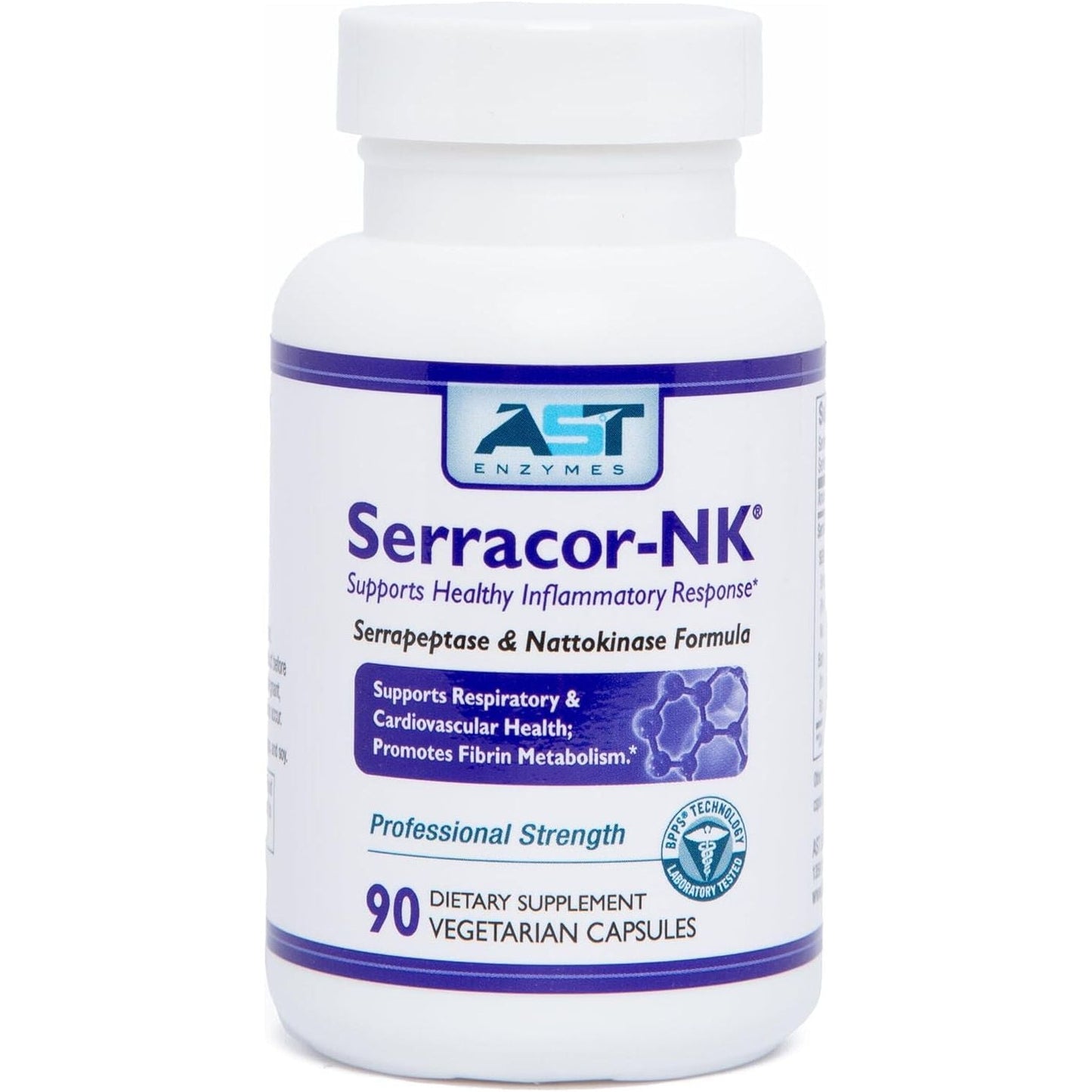 AST Enzymes Serracor-Nk –Proteolytic Systemic Enzyme Formula for Circulatory and Respiratory Support – 90 Vegetarian Capsules