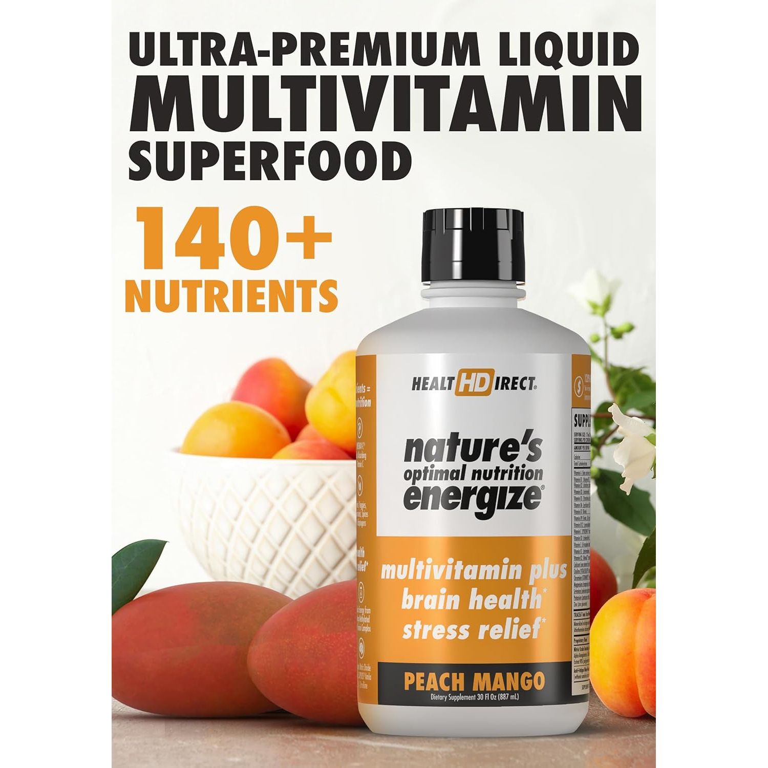 HEALTH DIRECT - Nature'S Optimal Nutrition Energize Liquid Multivitamin Superfood 30 Servings – Peach Mango
