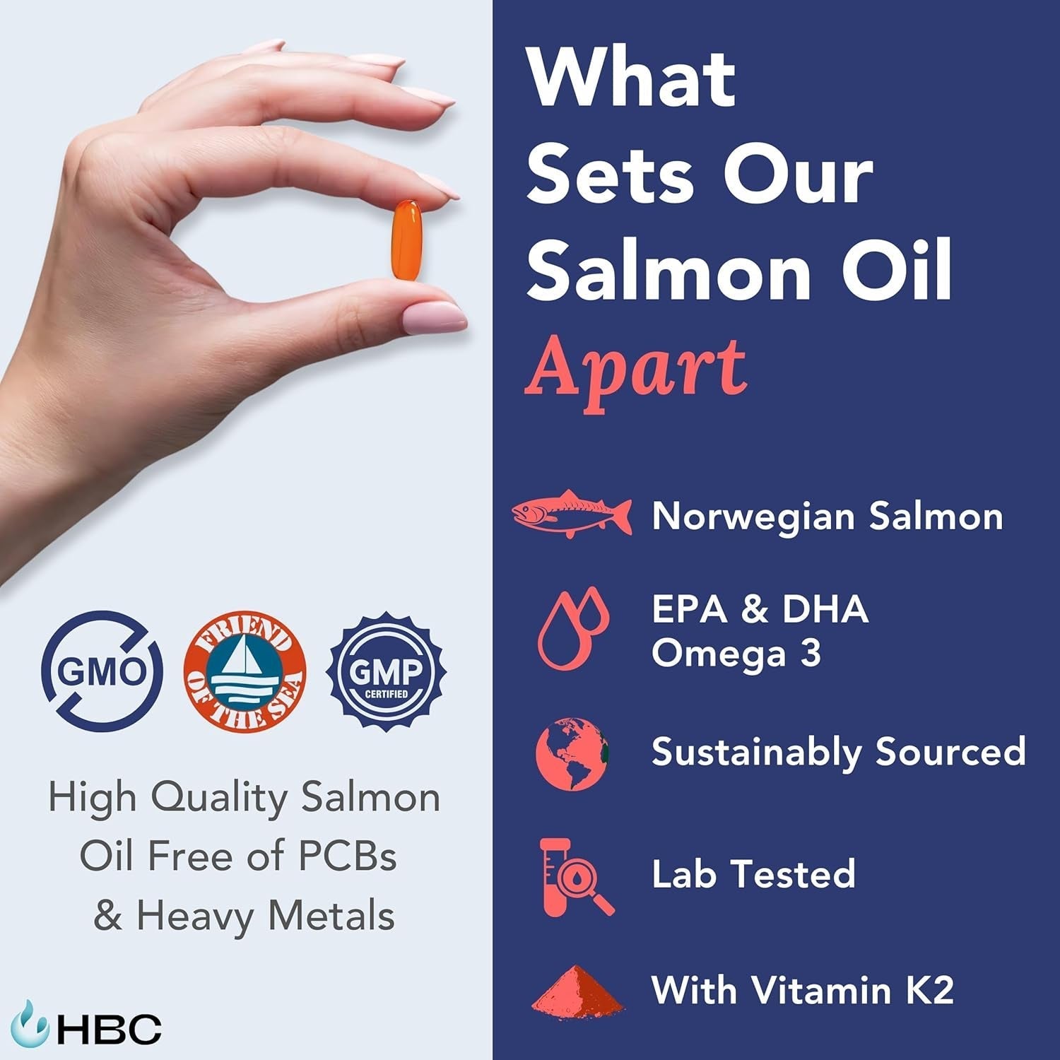 High Strength Omega 3 Fish Oil with Vitamin K2-1000Mg for Eyes, Brain, Heart & Immunity - 90 Capsules