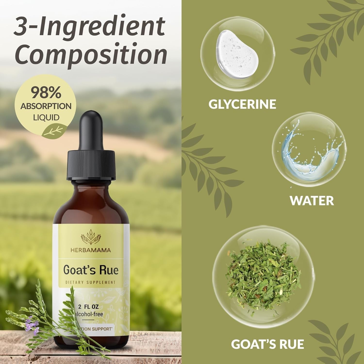 HERBAMAMA Goat'S Rue Tincture for Lactation Support - Breastfeeding Support Drops 28-Day Supply