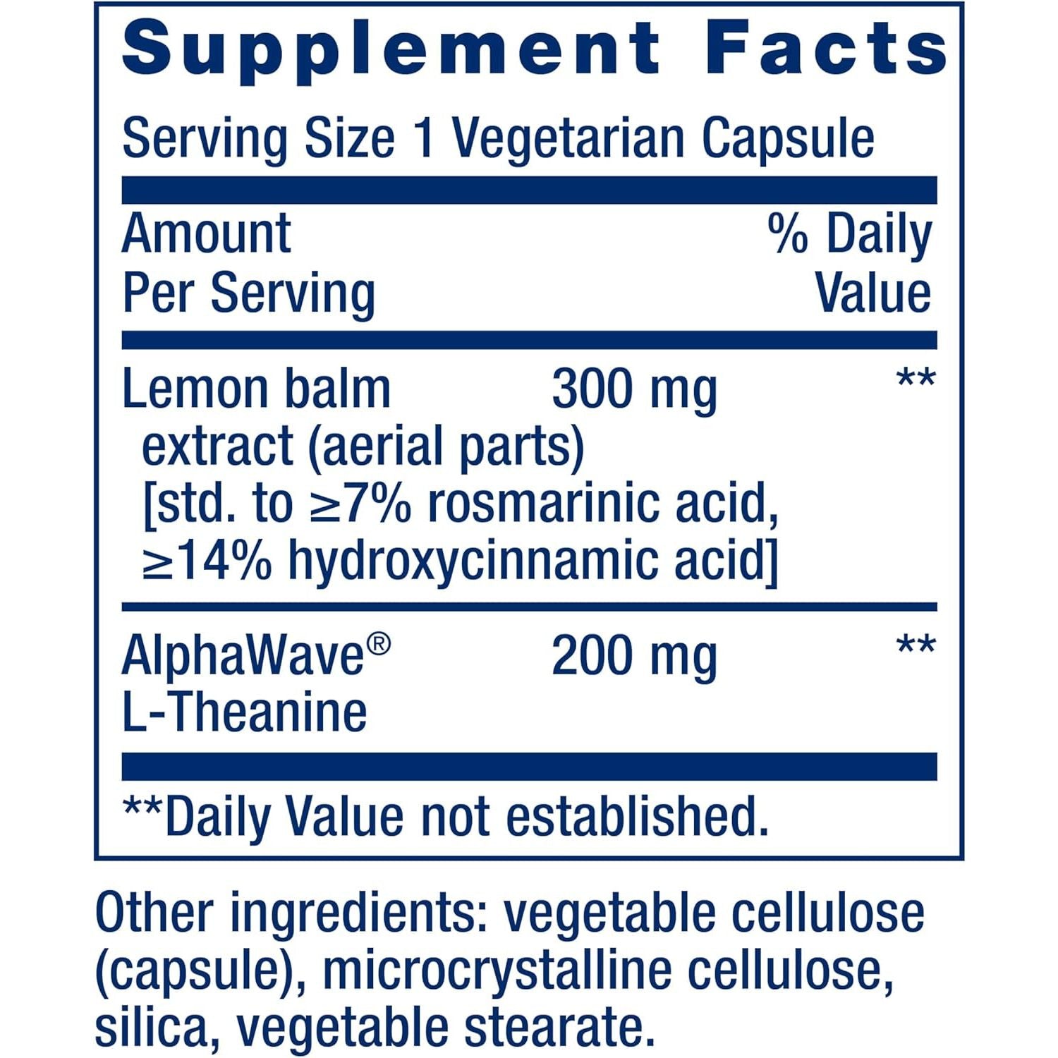 Life Extension Enhanced Stress Relief, Lemon Balm Extract for Stress, Gluten-Free, Non-Gmo, Vegetarian, 30 Capsules