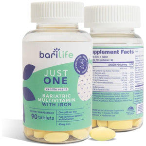 Just One - Once Daily Bariatric Multivitamin with Iron, 90 Count for Gastric Sleeve and Gastric Bypass.