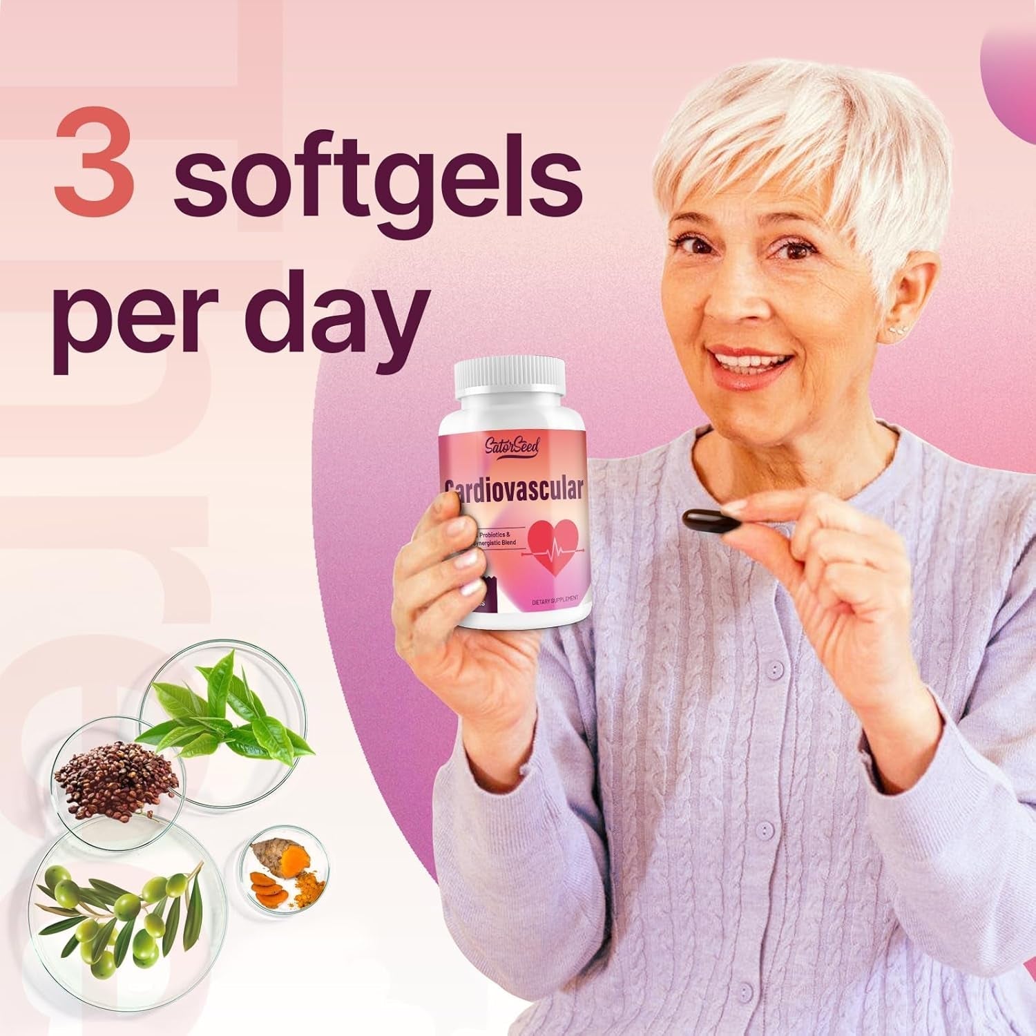 Cardiovascular Supplement 3000Mg – Vitamins, Probiotics, Omega-3, and Coq10 – 90 Softgels