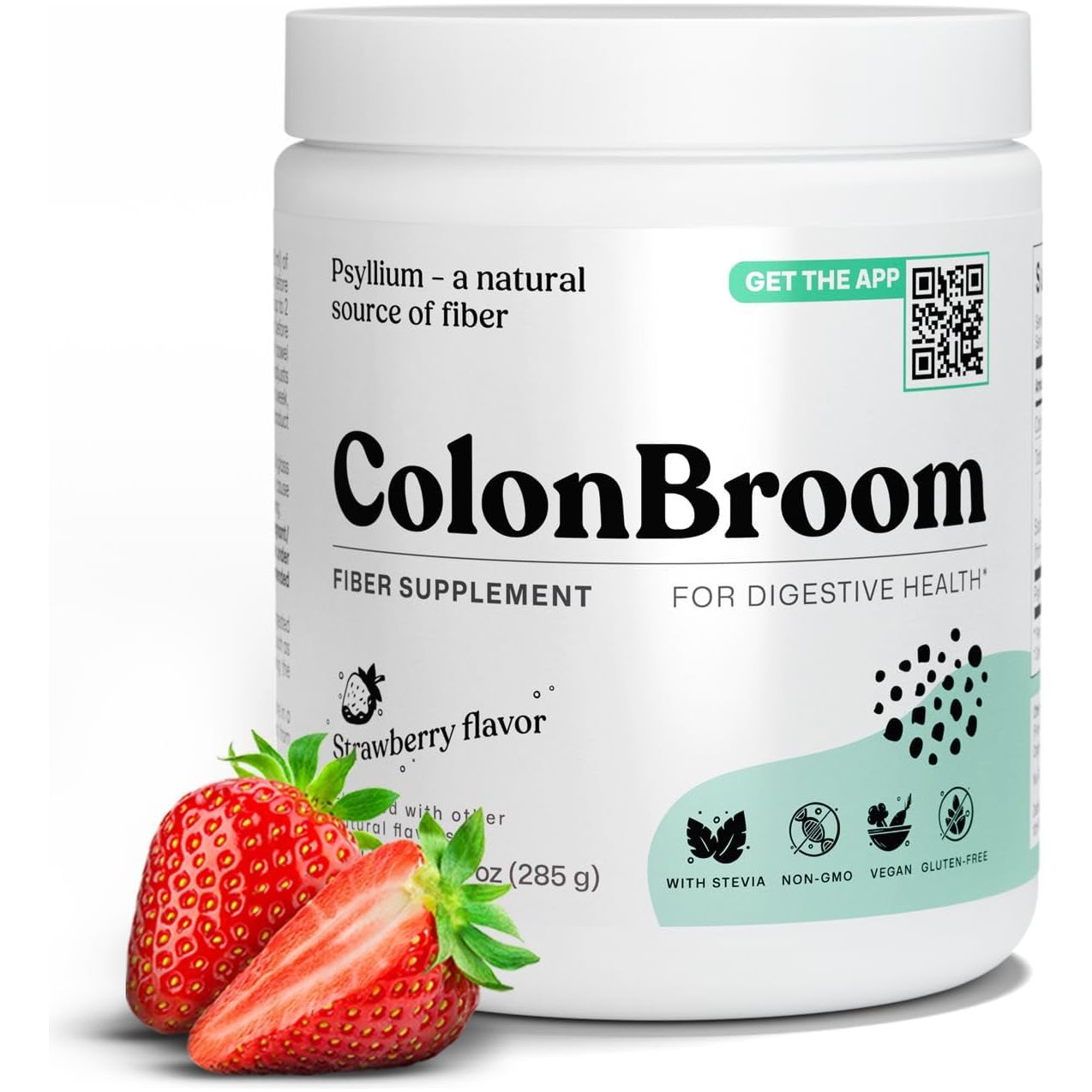 Colonbroom Psyllium Husk Powder (Strawberry) - Colon Cleanse for Bloating Relief & Gut Health - 50 Servings