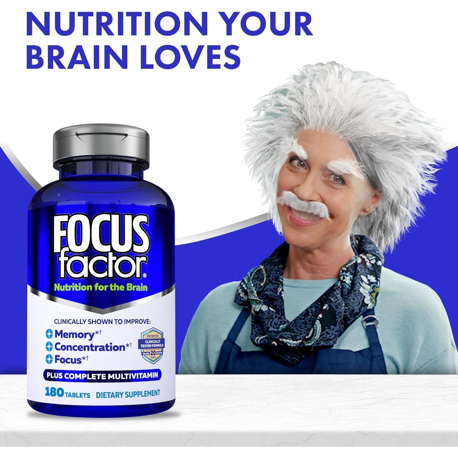 Focus Factor Brain Supplement Multivitamin Improve Memory and Clarity - Boost Concentration 180 Tablets