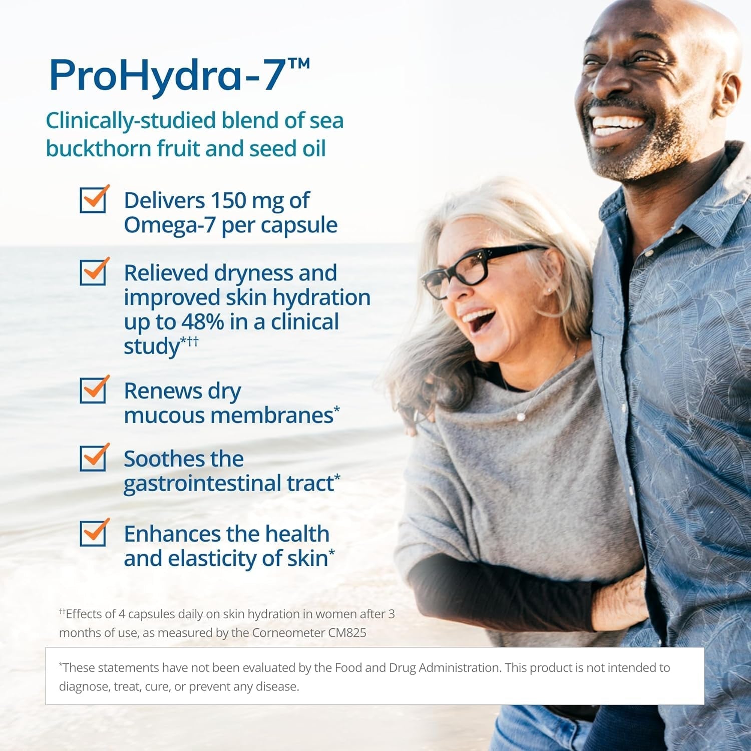 Euromedica Prohydra-7 - Skin Health Support Supplement with Omega-7 Sea Buckthorn Oil - 60 Softgels