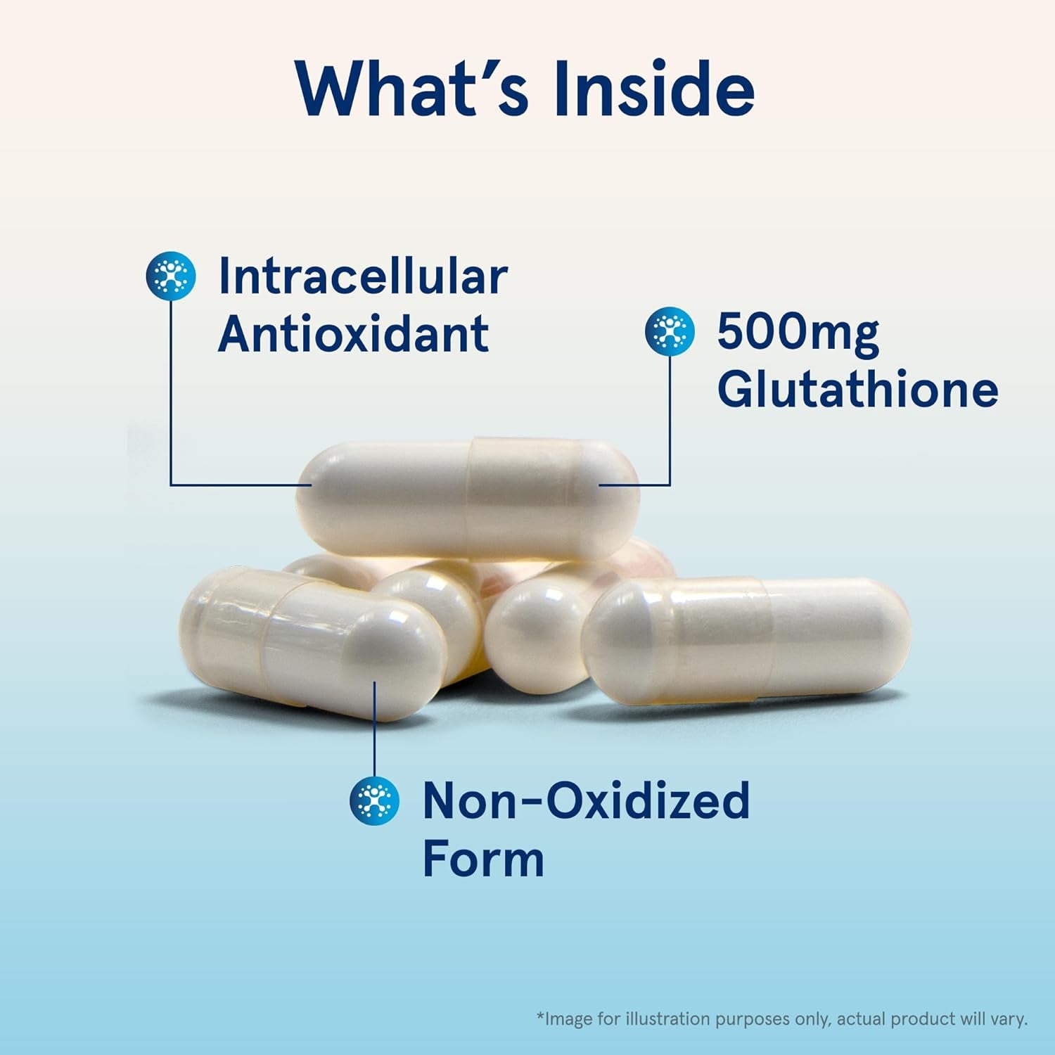 Jarrow Formulas Glutathione Reduced 500 Mg - Intracellular Antioxidant - Supports Recycling of Vitamins C & E 60 Capsules