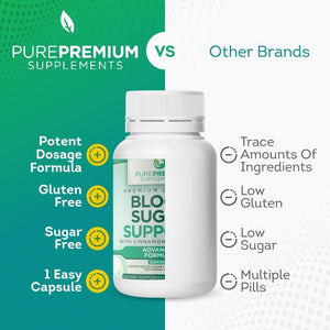 Purepremium Supplements Blood Sugar Support - to Support Blood Sugar Levels Already in the Normal Range - 120 Count