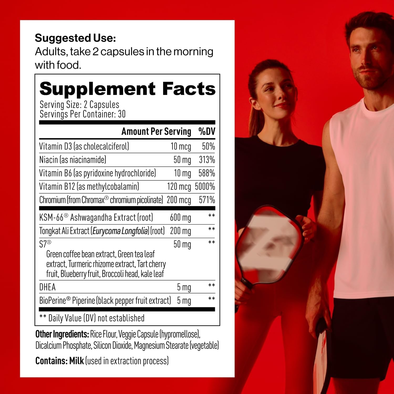 Mdrive Prime - Testosterone Support for Men, Max Energy, Stress Relief and Lean Muscle 60 Capsules