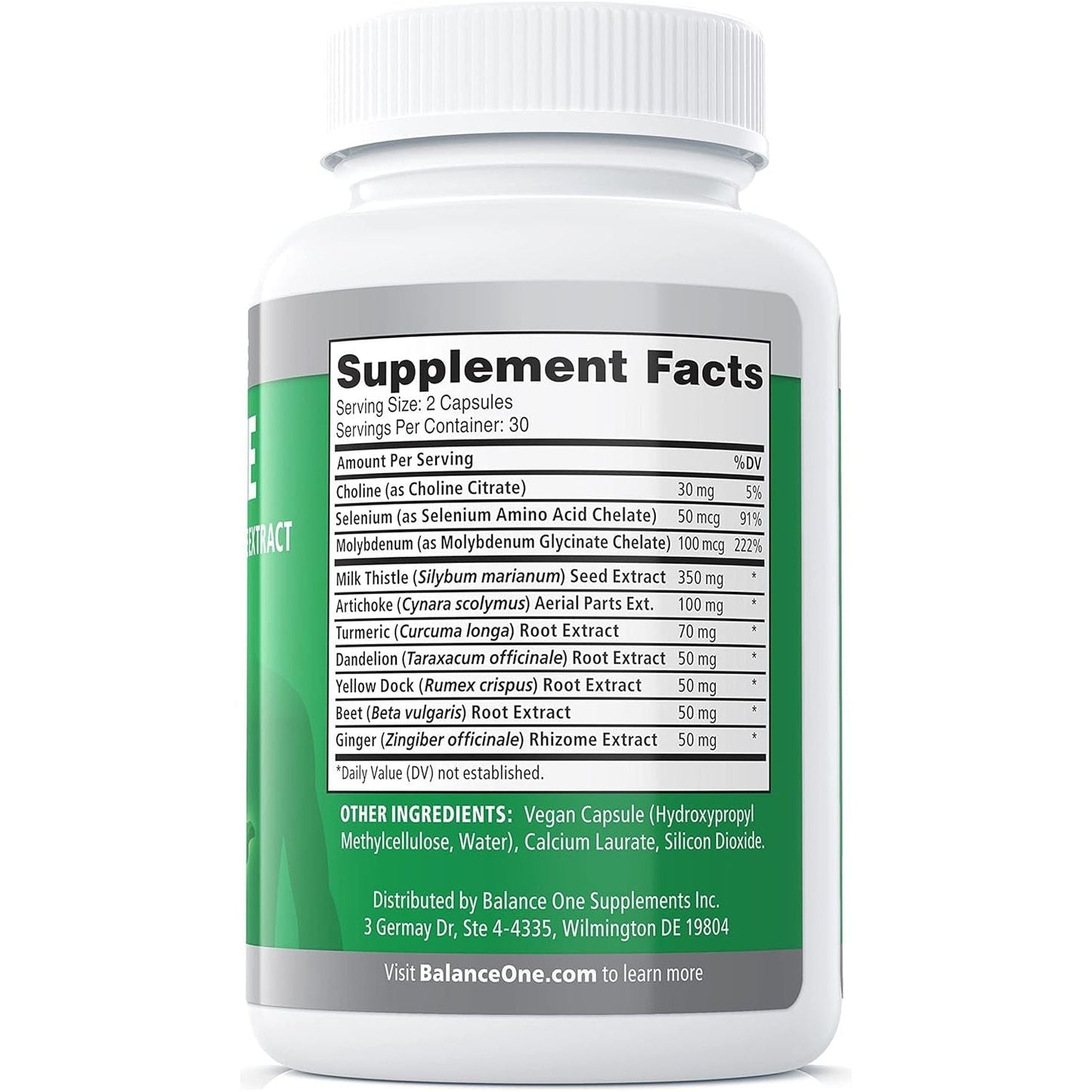 Balance ONE Liver Support Supplement with Milk Thistle Extract, Dandelion Root & Molybdenum 1 Month Supply
