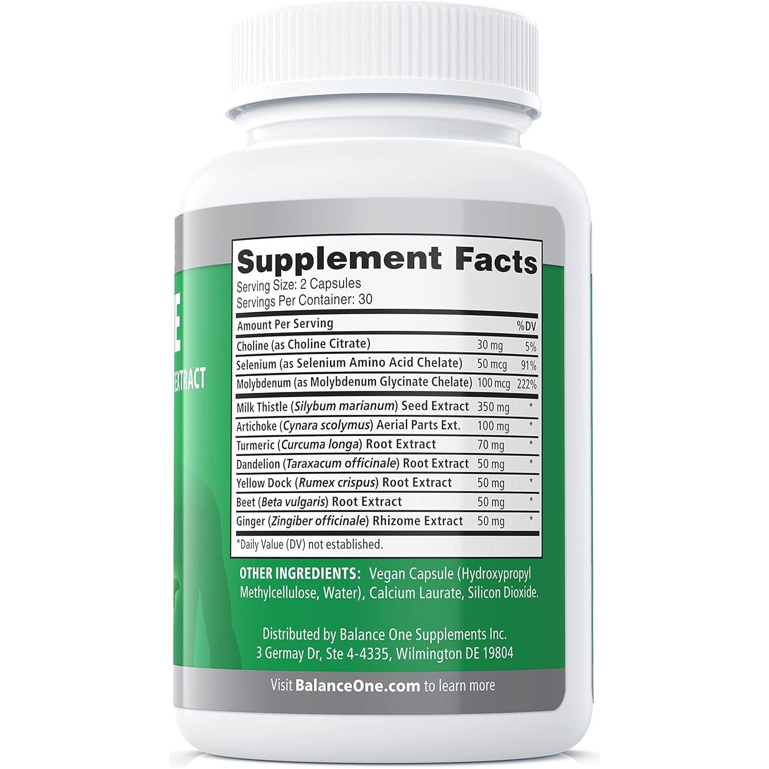 Balance ONE Liver Support Supplement with Milk Thistle Extract, Dandelion Root & Molybdenum 1 Month Supply