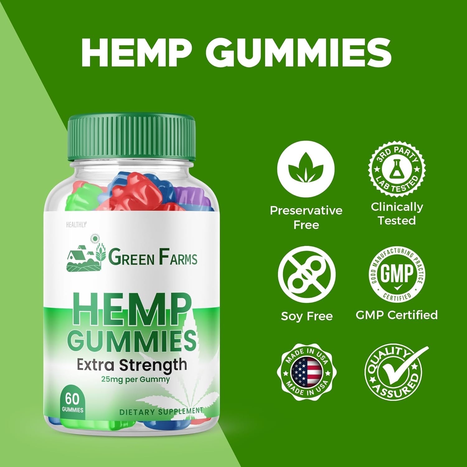 Green Farms Hemp Gummies - 500 Mg (60 Gummies)