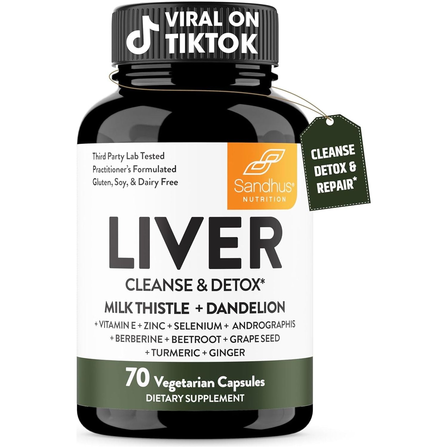 Sandhu'S Liver Cleanse Detox & Repair Support - Supplement for Fatty Liver Health and Renew  70 Capsules