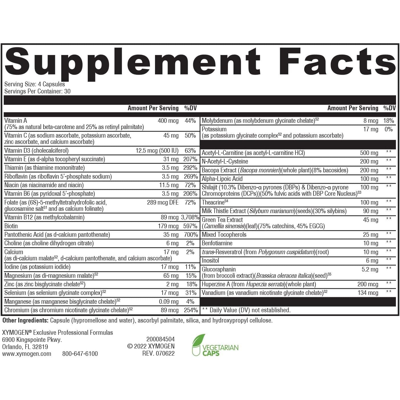 XYMOGEN Activnutrients Performance - Multivitamin/Multimineral for Energy Support (120 Capsules)