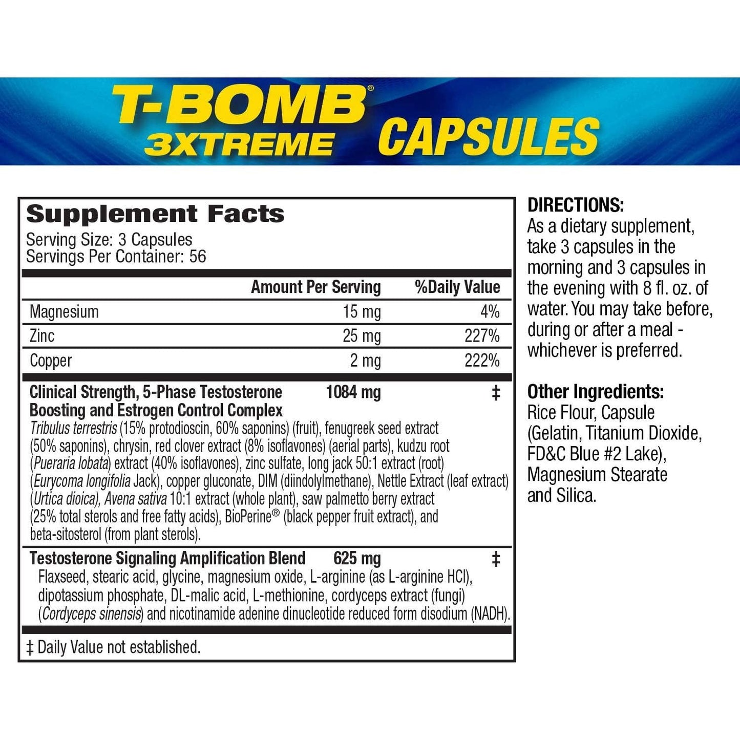 MHP T-Bomb 3Xtreme Testosterone Booster for Men, Increase Libido, 168 Count
