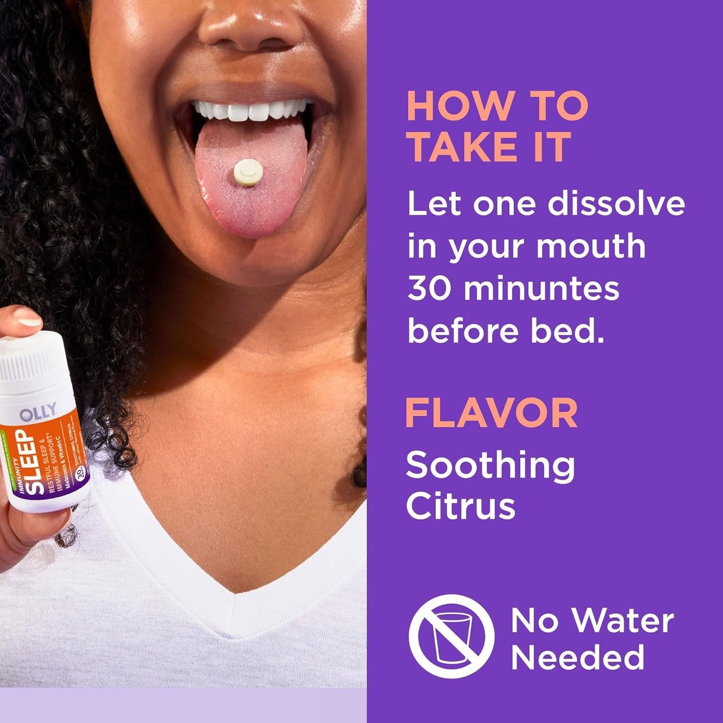 OLLY Immunity Sleep Fast Dissolves 3Mg Melatonin & Vitamin C 30 Count