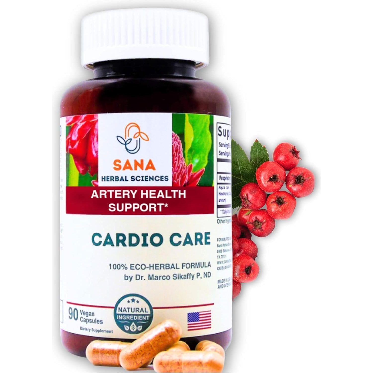 Artery Plaque Removal Formula to Support Blood Pressure, Healthy Cholesterol, and Heart Rhythm | 90 Capsules | by Sana Herbal