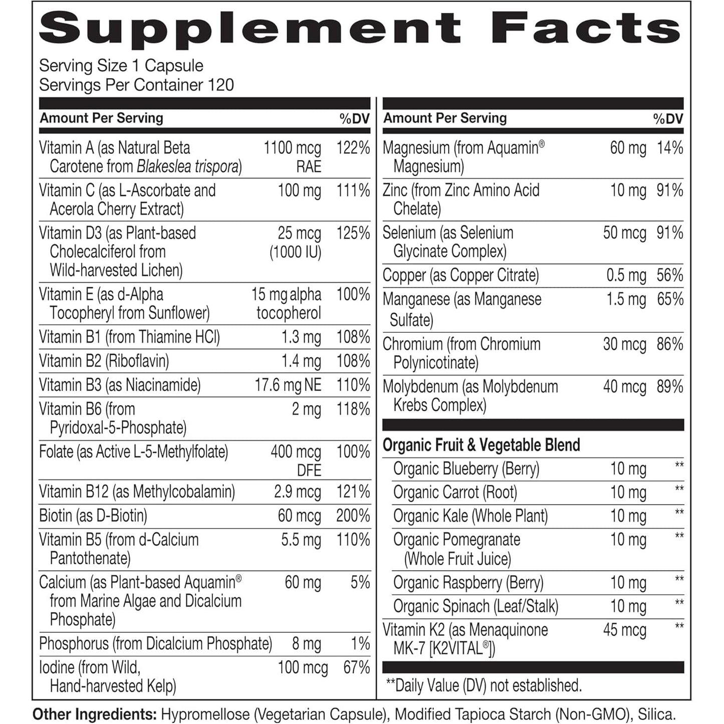 NATURELO Mens Multivitamins for Men 50+ - Boost Energy & Health 120 Capsules