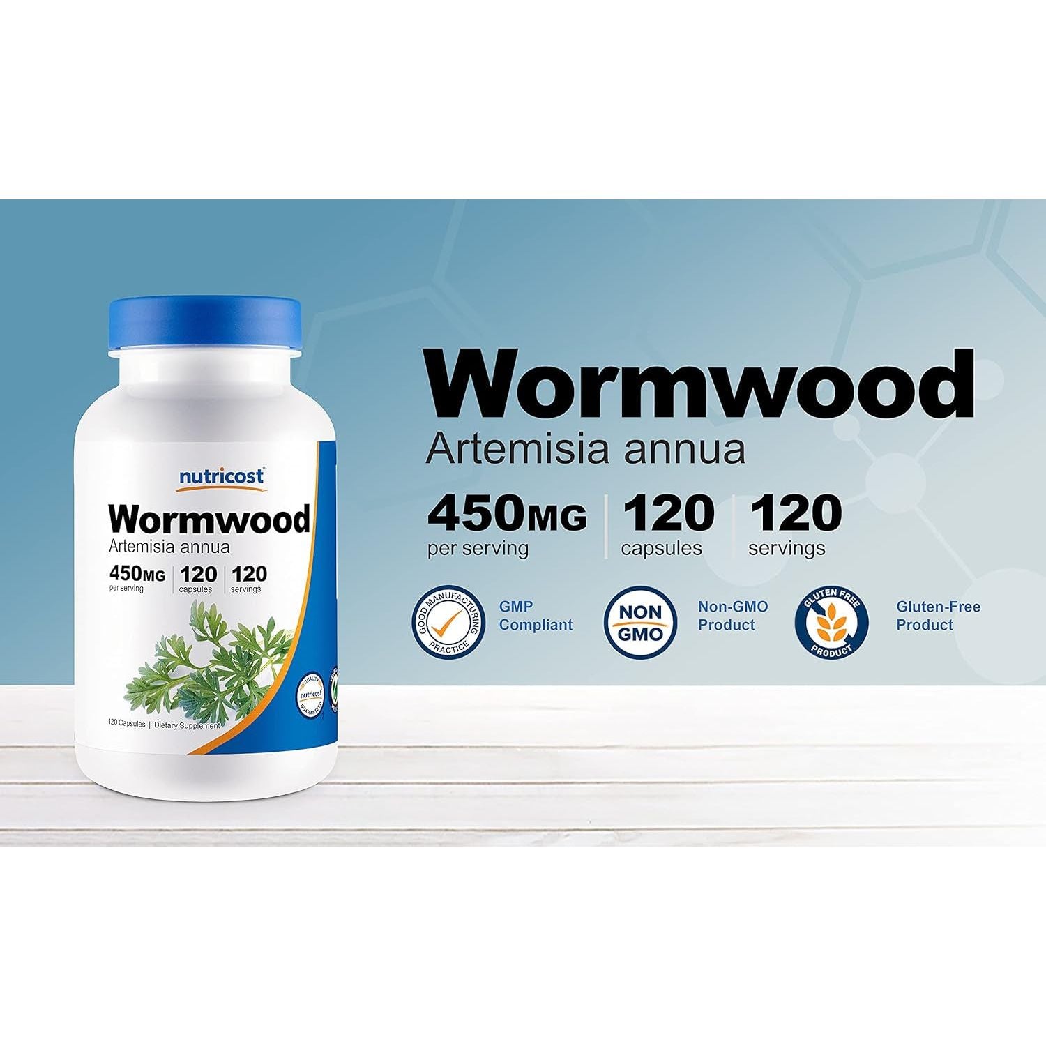 Nutricost Wormwood Capsules 450Mg 120 Capsules - Vegetarian Caps, Gluten Free and Non-Gmo