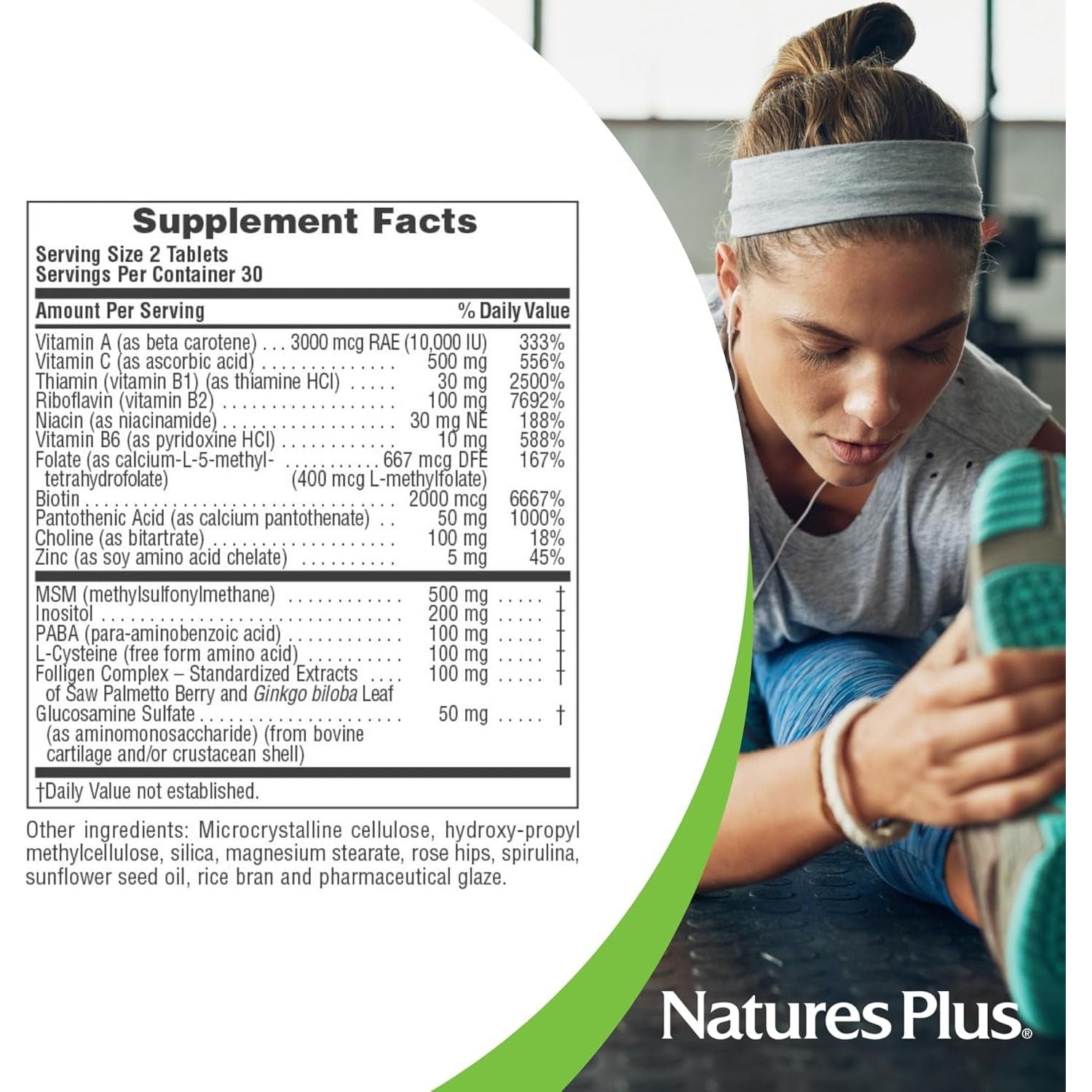 Natures plus Ultra Hair, Sustained Release - Natural Hair Growth Supplement for Men & Women 30 Servings