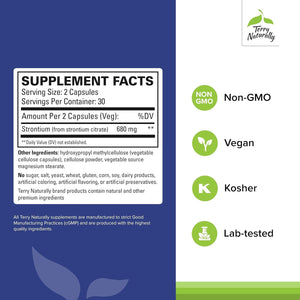 Terry Naturally Strontium - Bone Health & Strength Support Supplement - 60 Capsules