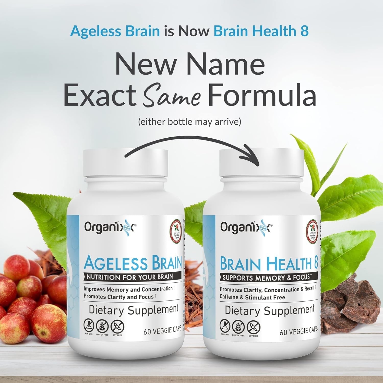 Organixx Powerful Brain Supplement to Support Brain Function, Clarity, Memory, Focus 60 Capsules