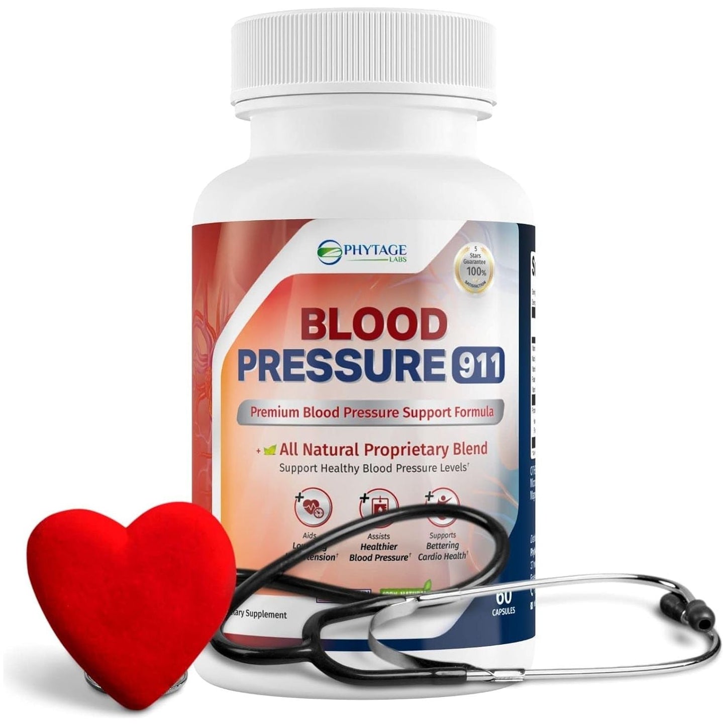 Blood Pressure 911 Premium Supplement - BP Support Pills. 60 Capsules