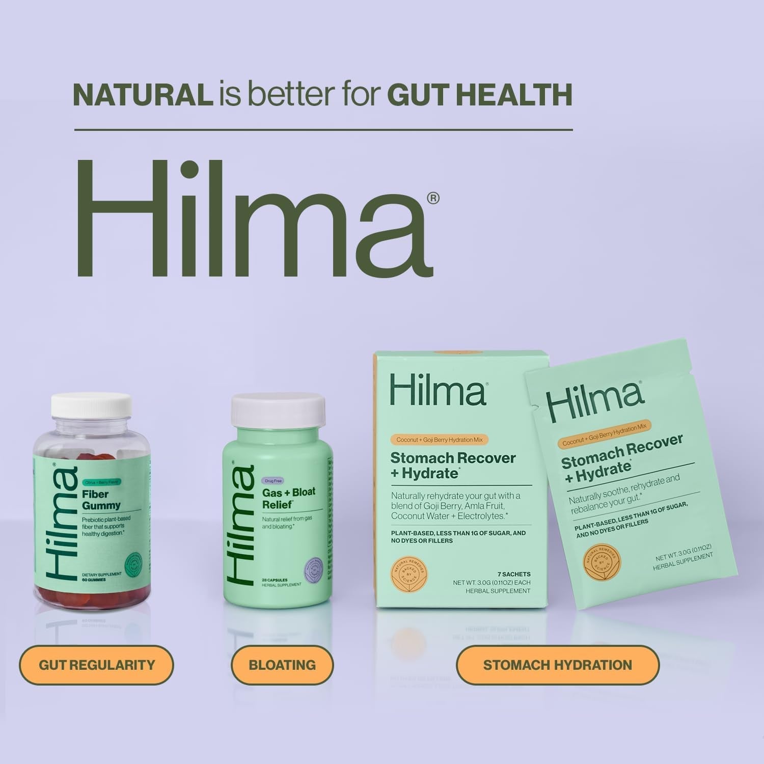Hilma Prebiotic Fiber Gummies, Supports Gut Health for Women and Promotes Regularity 60 Count