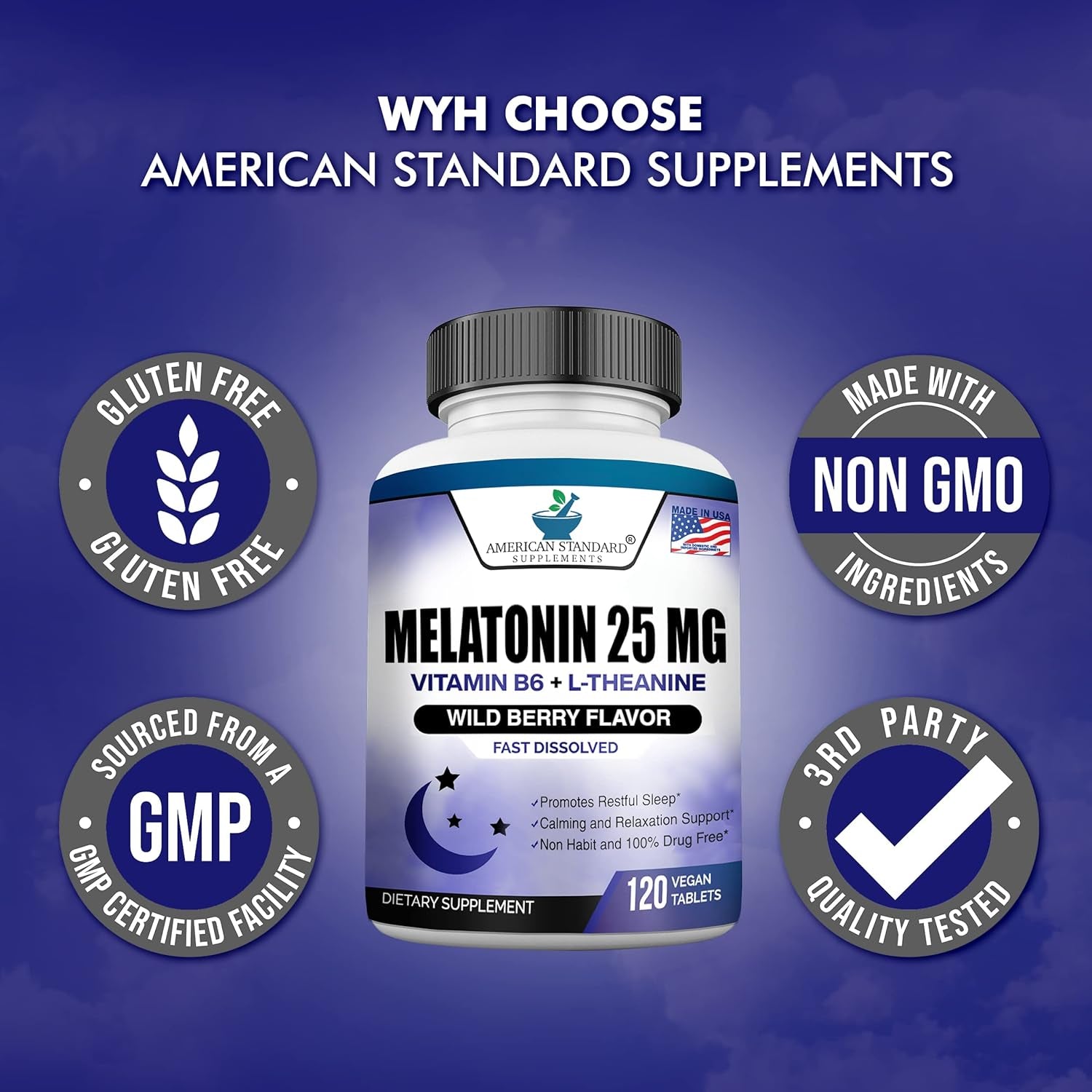Melatonin 25Mg per One Tablet 120 Chewable Tablet with L-Theanine & Vitamin B-6