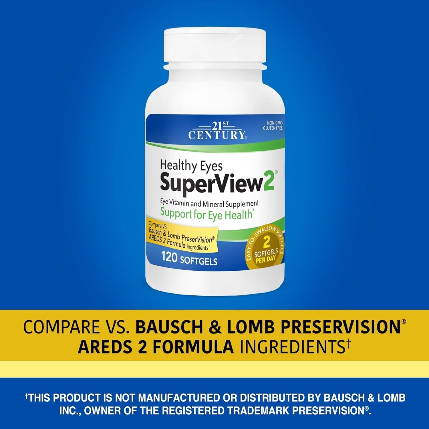 21St Century Healthy Eyes Superview 2 Softgels, 120 Count