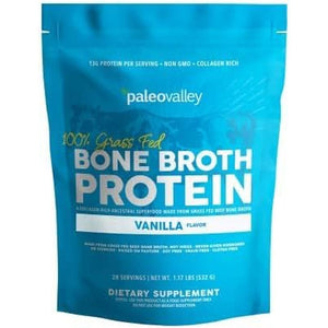 Paleovalley 100% Grass Fed Bone Broth Protein Powder - Vanilla - 28 Servings
