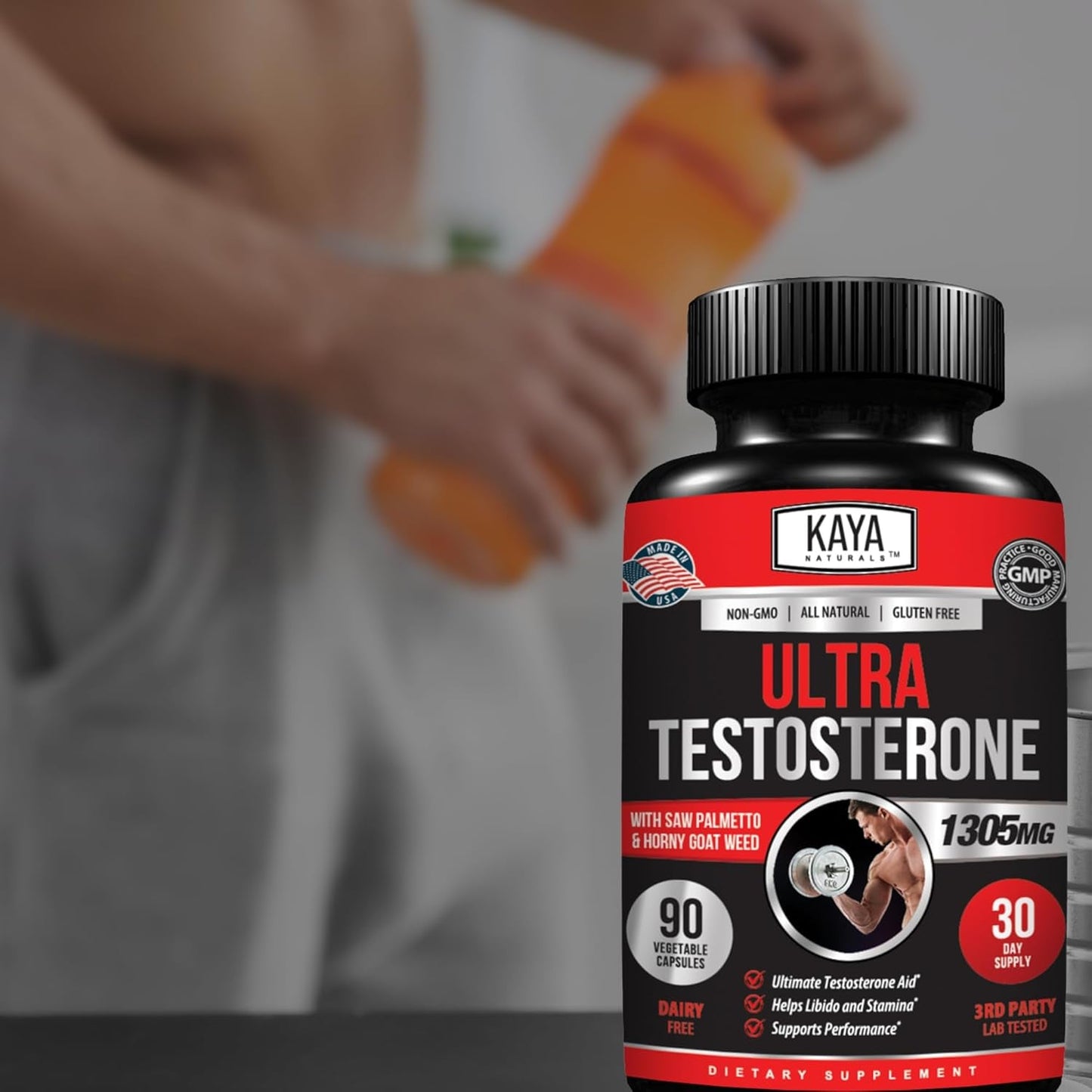 Kaya Naturals Ultra Testosterone - Men'S Testosterone Booster with Tongkat Ali, Horny Goat Weed, Tribulus 90 Count