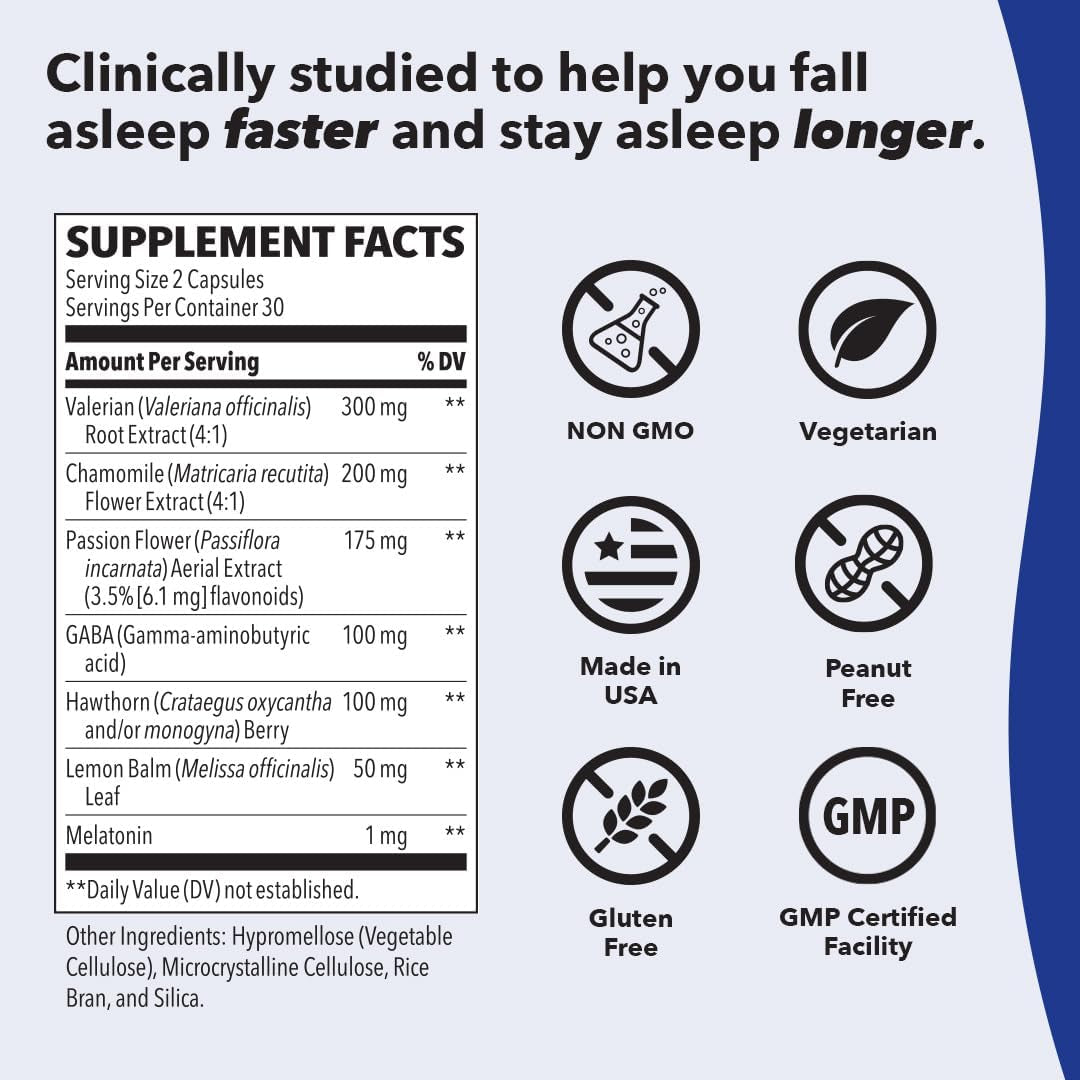 Rest-Zzz - Powerful Sleep Support Supplement - Calms Nervous System - 60 Capsules