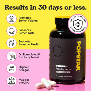 POPSTAR Labs Semen Volume Booster - Men'S Semen Health & Fertility Supplement 120 Capsules