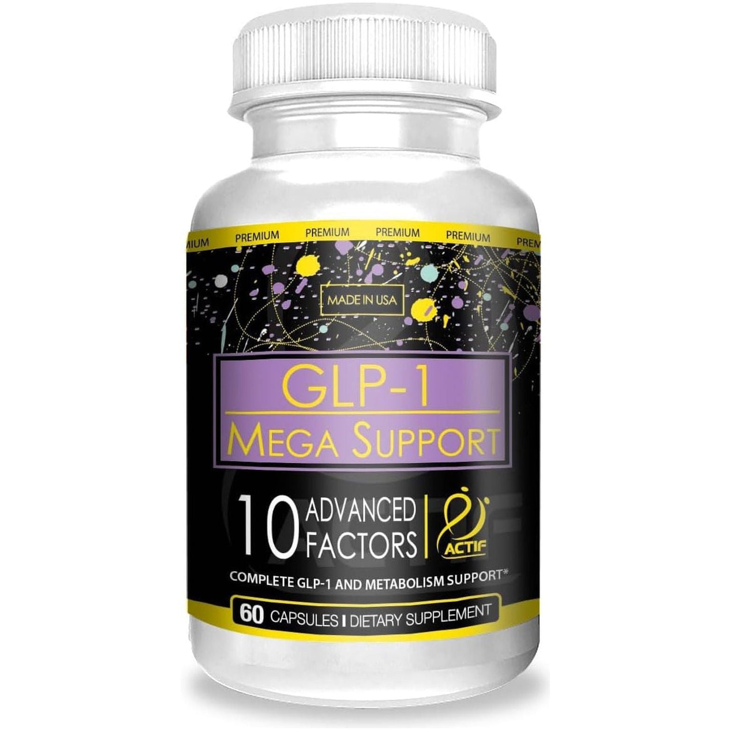 ACTIF GLP-1 Mega Support with 10 Advanced Weight Factors and Probiotics 60 Count