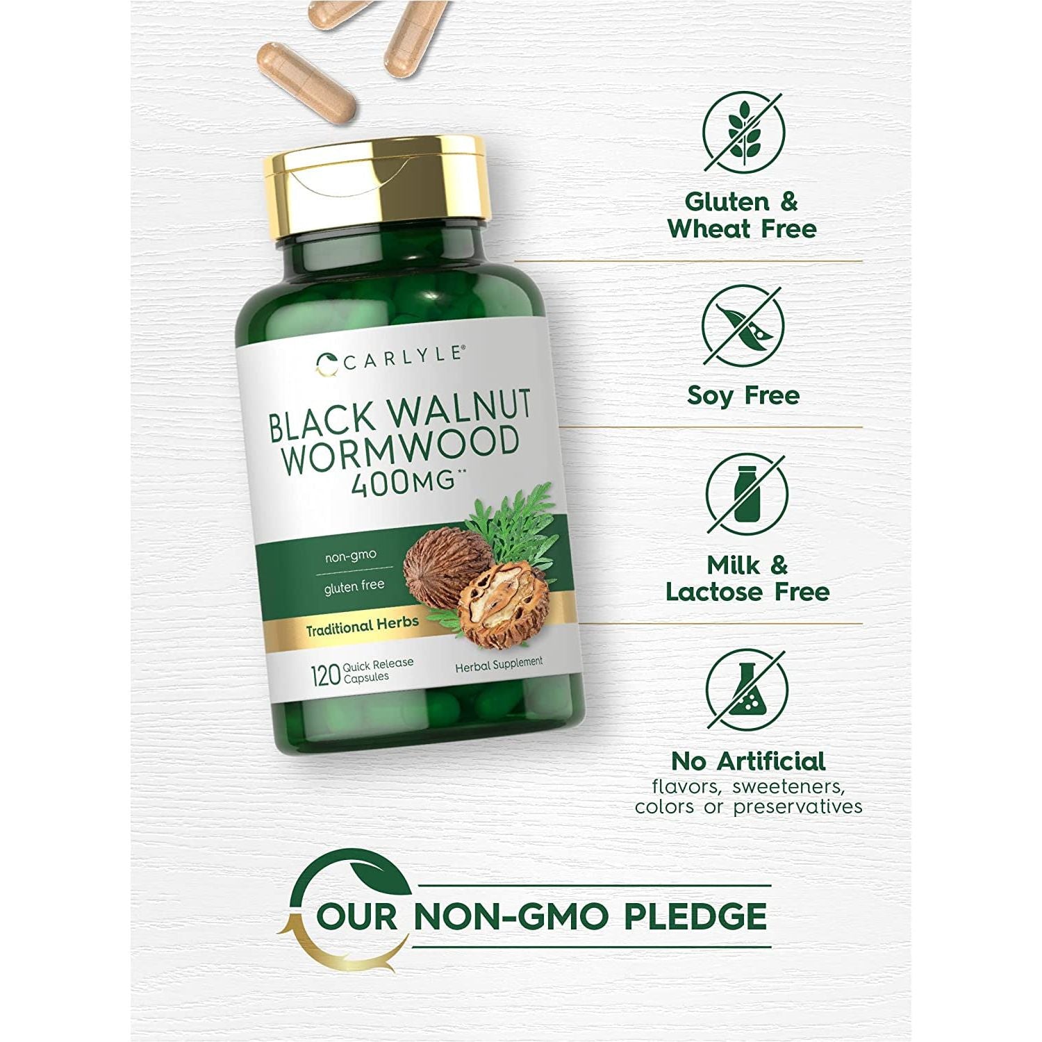 Carlyle Black Walnut Wormwood | 120 Capsules | Herbal Complex | Non-Gmo, Gluten Free