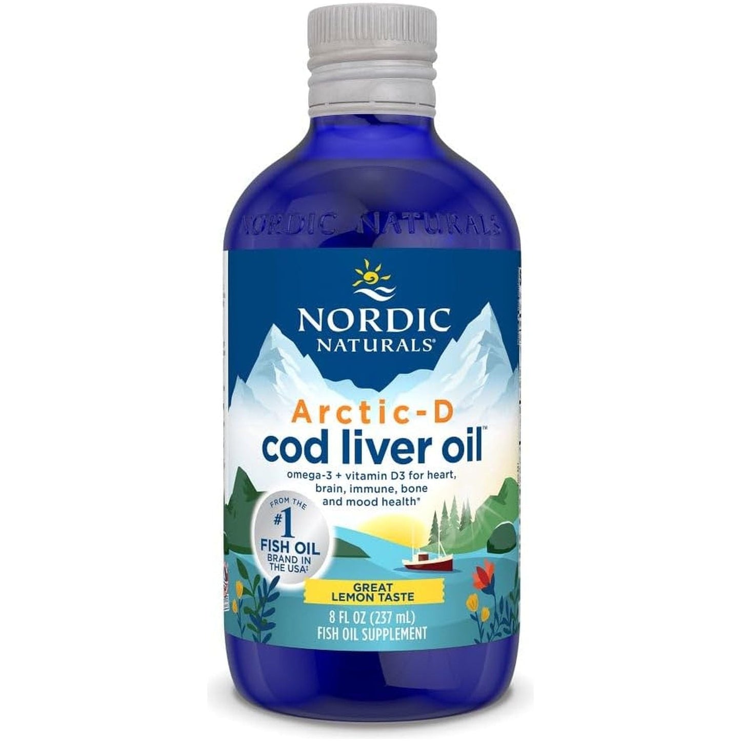 Nordic Naturals Arctic-D Cod Liver Oil, Lemon - 8 Oz - 1060 Mg Total Omega-3S + 1000 IU Vitamin D3 48 Servings