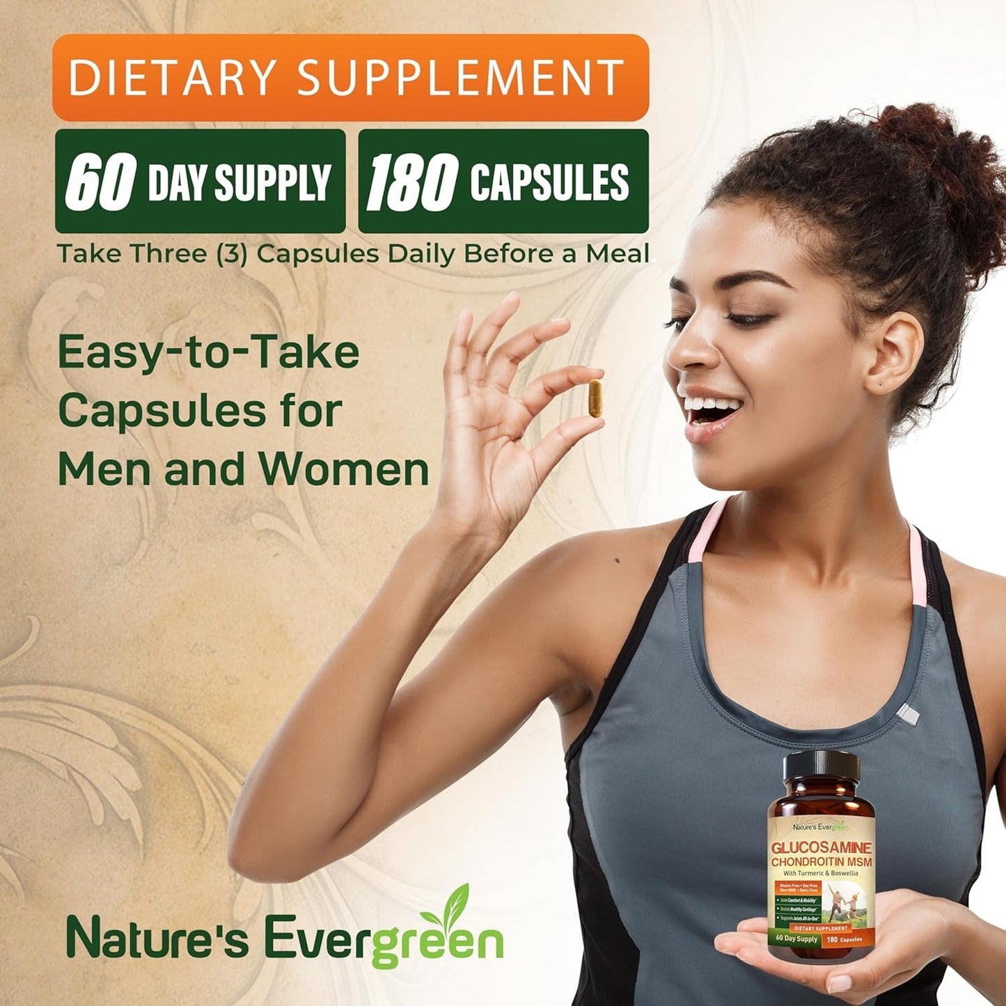 Glucosamine Chondroitin MSM with Turmeric & Boswellia Supplement | Joint Support Supplement Glucosamine Sulfate 1500Mg | 180 Capsules