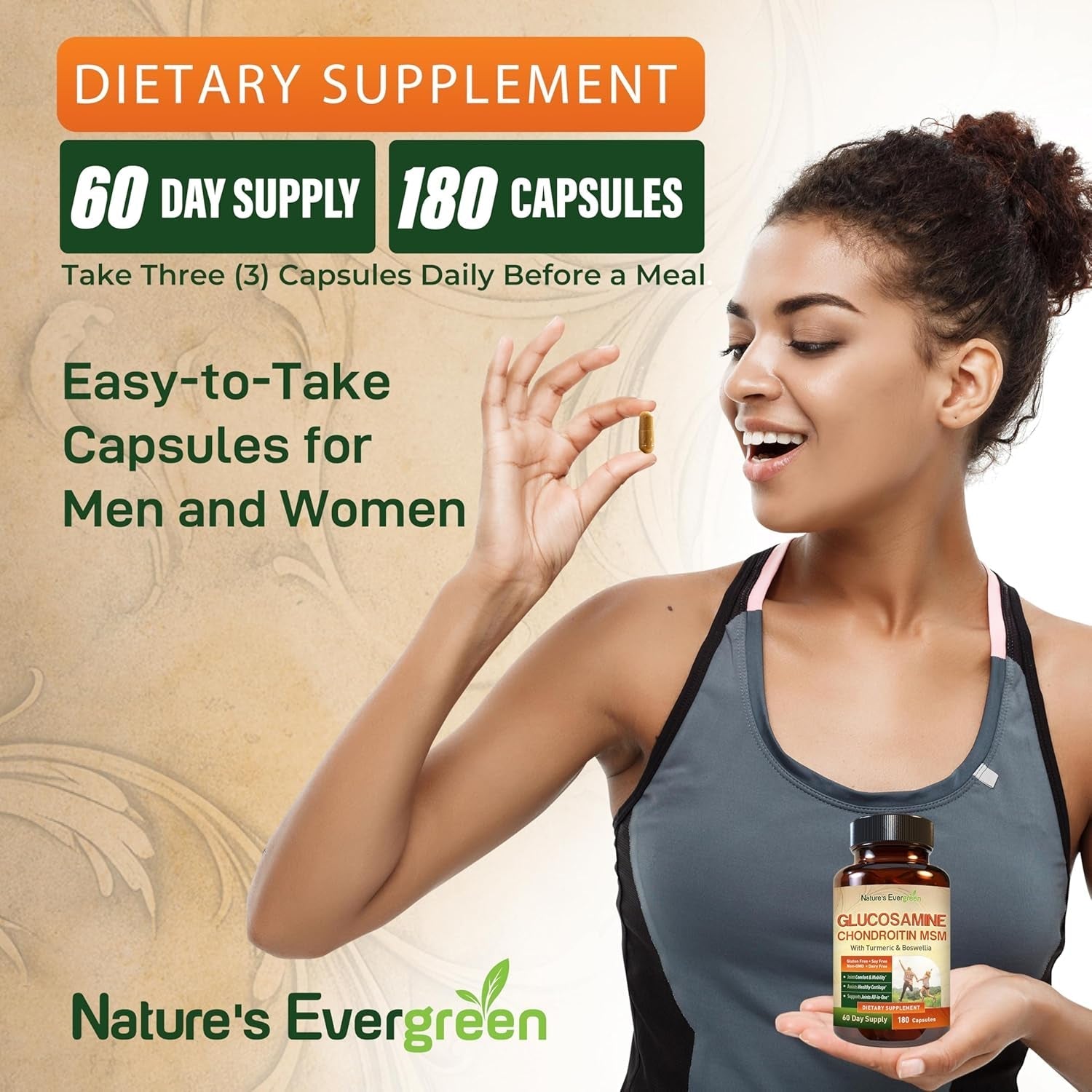 Glucosamine Chondroitin MSM with Turmeric & Boswellia Supplement | Joint Support Supplement Glucosamine Sulfate 1500Mg | 180 Capsules